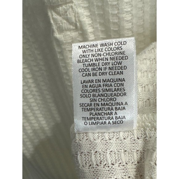 Chaser size XXL cream v neck waffle thermal wide cuff tunic top FLAW - Picture 4 of 8